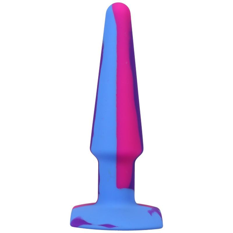 Groovy Silicone Anal Plug 5in Berry made of health-grade silicone with a tapered tip and wide base for safe play.