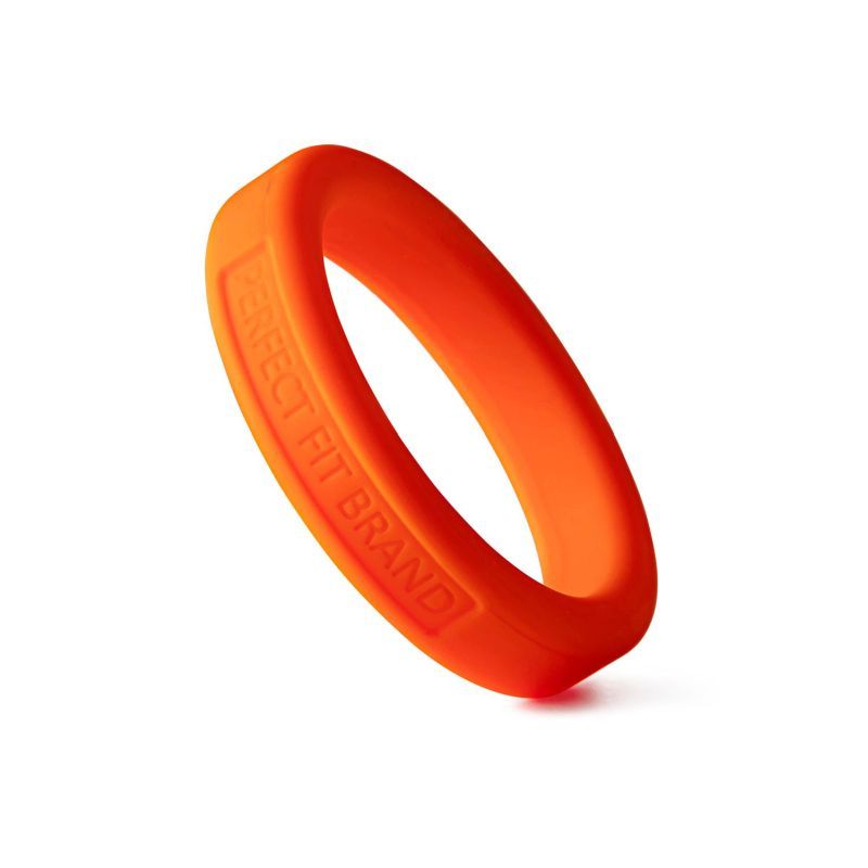 Classic silicone penis ring in bright orange color, 44mm size, made from ultra soft premium silicone for comfort.