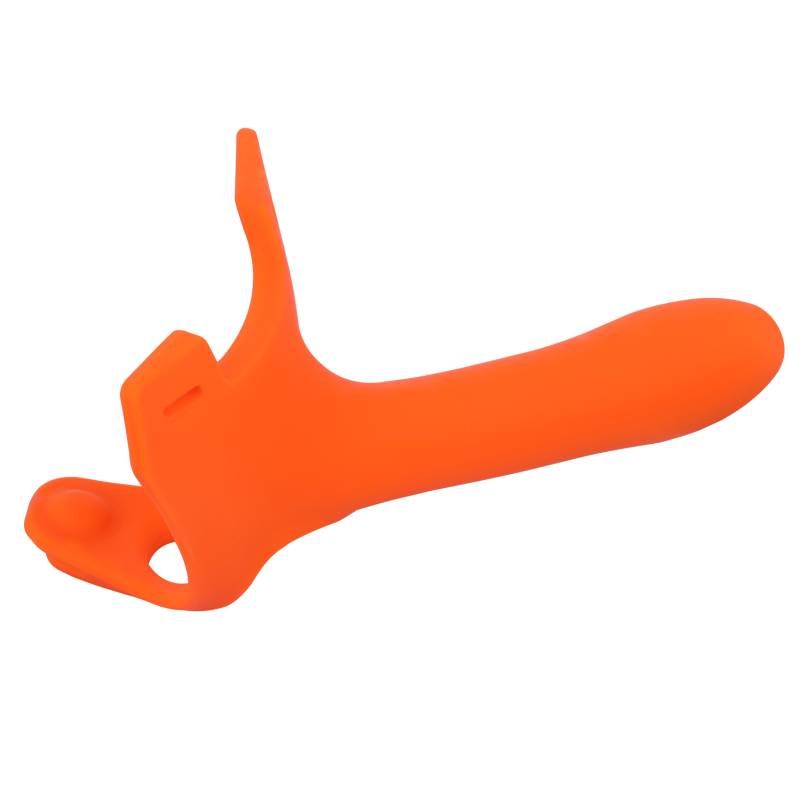 Zoro Strap-On 5.5in Orange, strap-on with body-contoured shape for enhanced comfort and control.