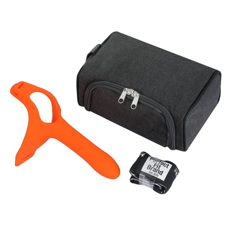 Zoro Strap-On 5.5in Orange with body-contoured shape in a storage case, featuring a soft elasticized waistband.