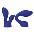 Two PalmSensual massager heads in blue silicone, designed for versatility with PalmPower wand.