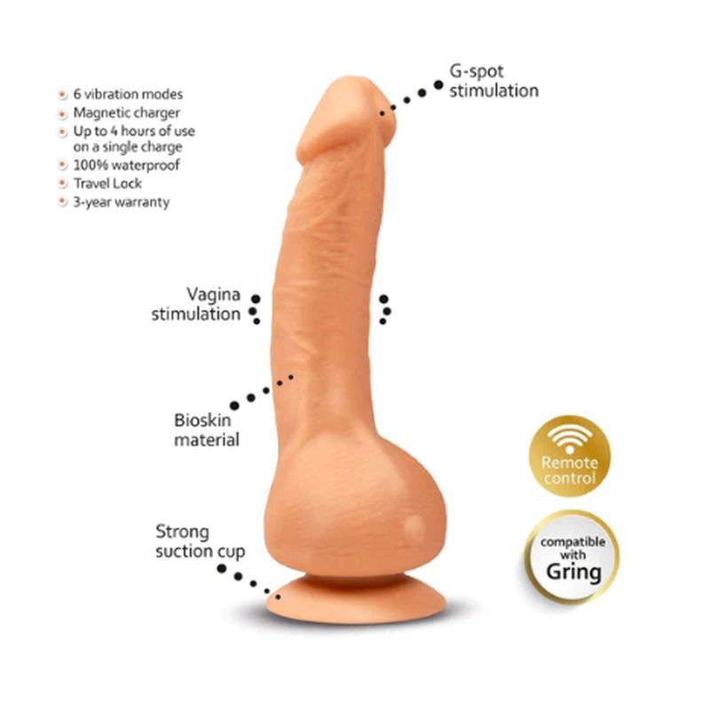 Greal MINI Flesh w Suction Cup, a realistic flesh-like sex toy featuring Bioskin material, G-spot stimulation, and remote control.