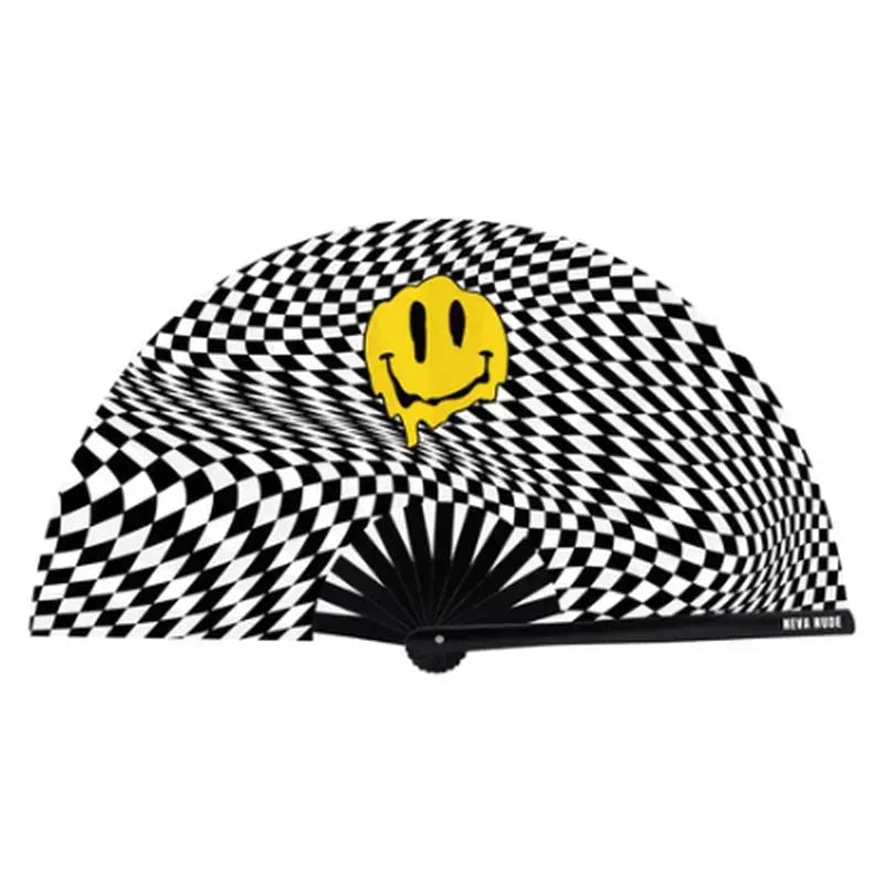 Trippy Checkers Melty Face Blacklight Folding Fan Neva Nude Discreet Intimate Essentials.