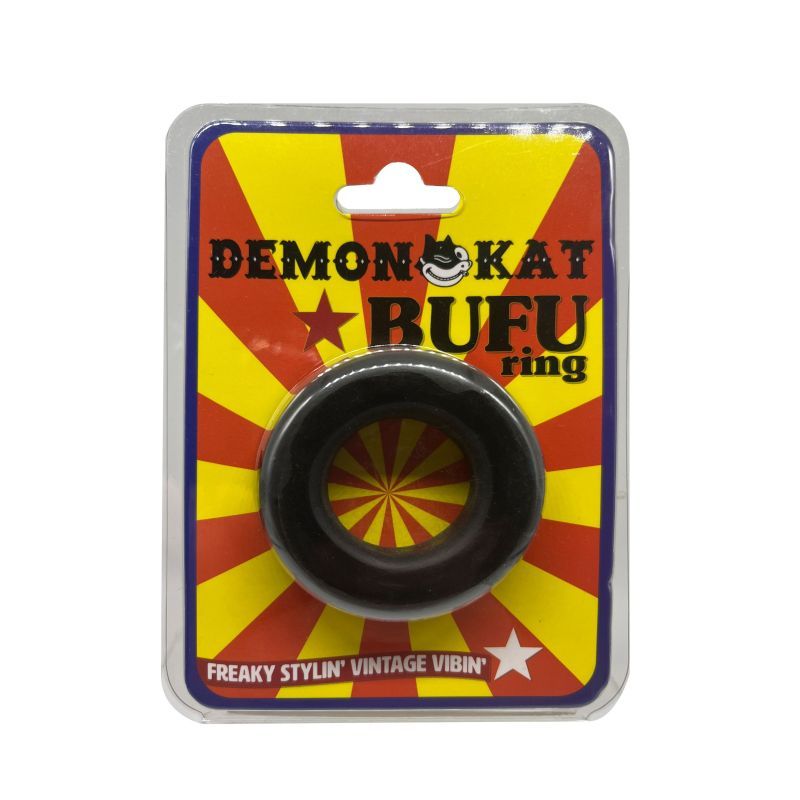 BuFu Ring Black packaged with vibrant design, showcasing a black pleasure ring for enhanced enjoyment.