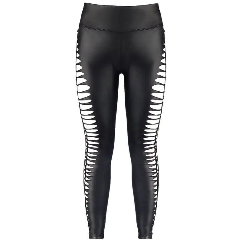 Stretch Wetlook Cut Out Leggings Black Axami Lingerie Discreet Intimate Essentials.