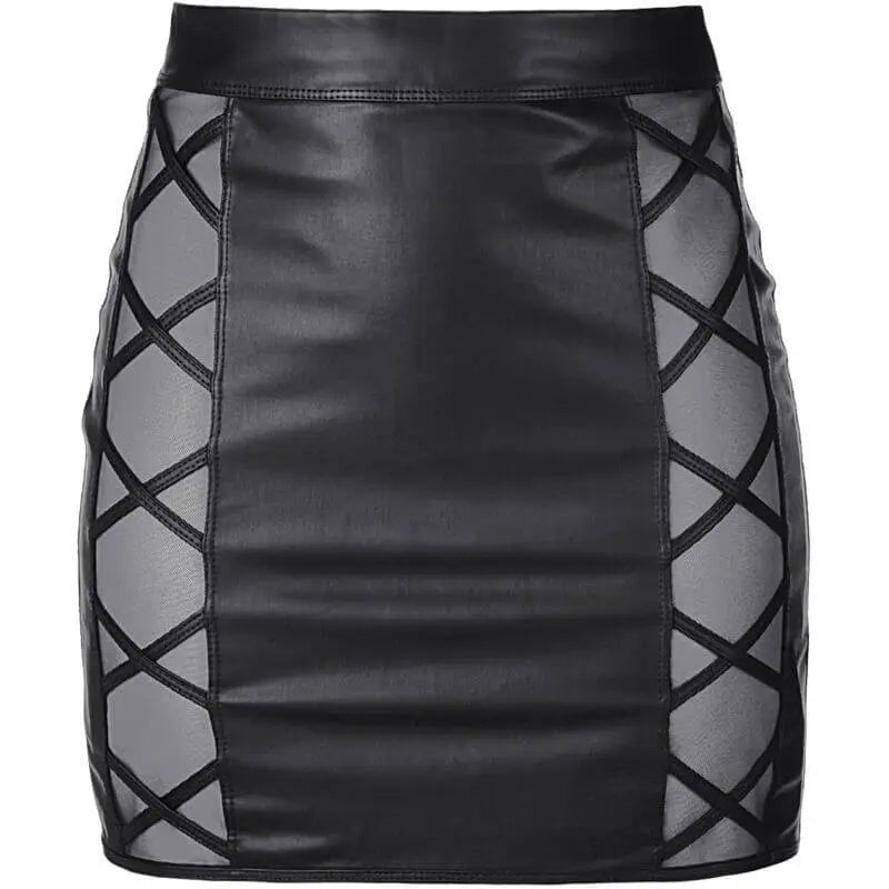 Stretch Wetlook Mesh Criss Cross Skirt Black Axami Lingerie Discreet Intimate Essentials.