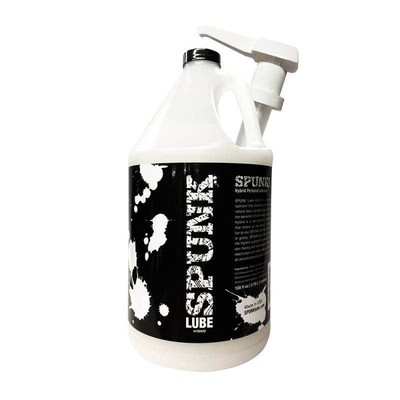 SPUNK Hybrid Lube 1 Gall/3.8L bottle, hybrid lubricant for sex toys, glycerin free and silicone based.