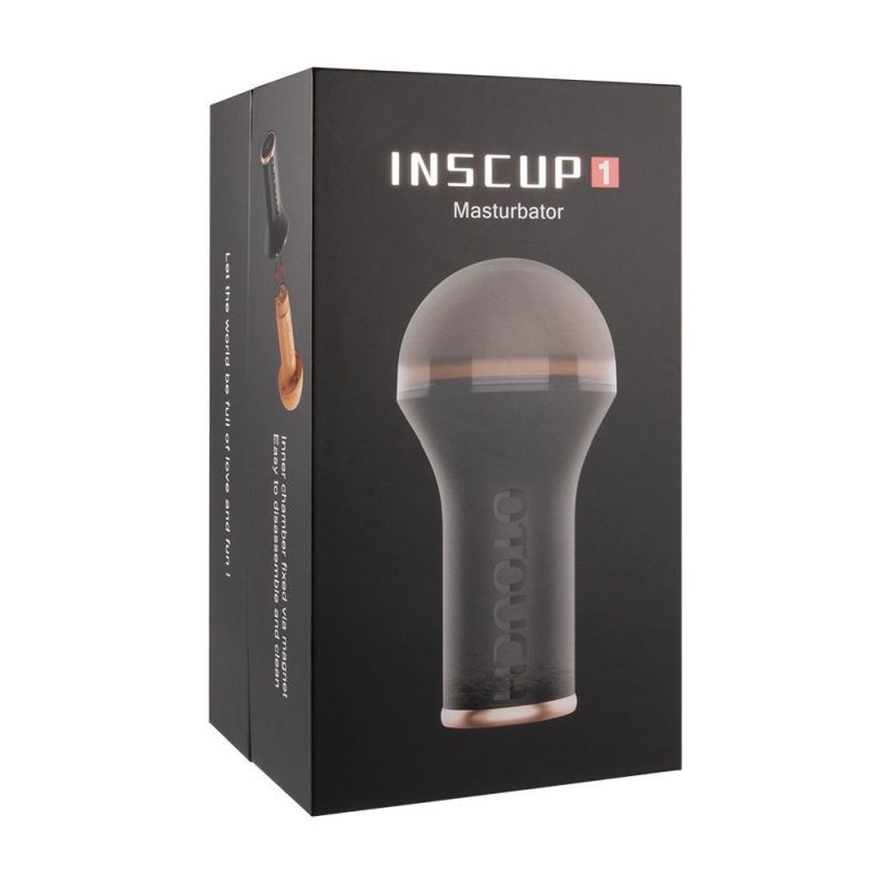 Inscup 1 heating vibration masturbator packaging showcasing design and features.