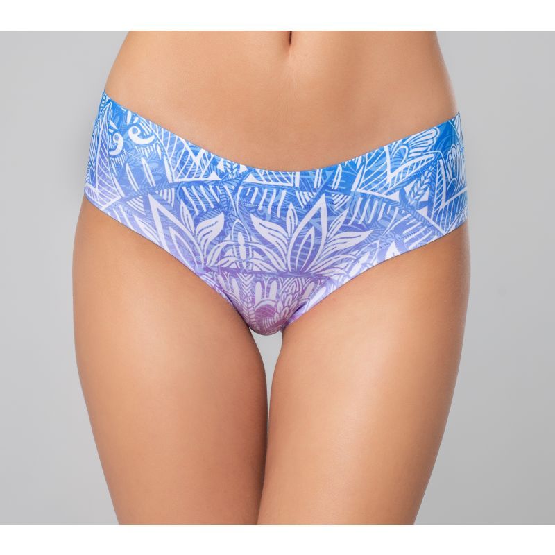 Mandala Origin Thong in blue with floral design - comfortable thong lingerie for a seamless fit.