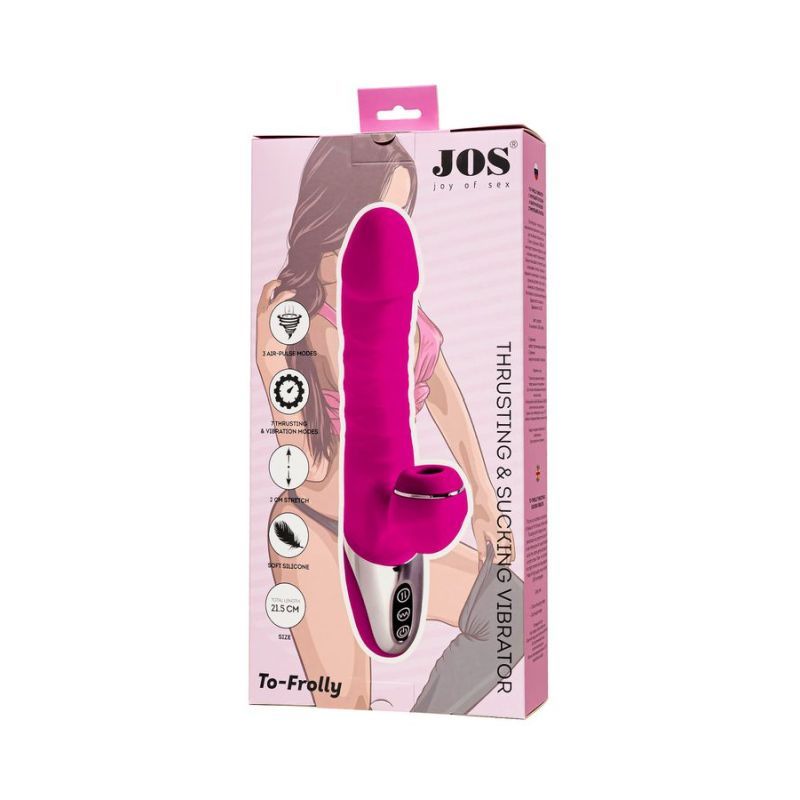 JOS To-Frolly thrusting and sucking vibrator packaging, showcasing vibrant design for enhanced intimate experiences.