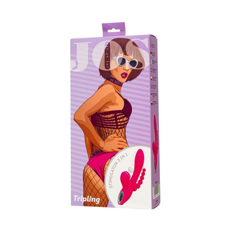 JOS Tripling Triple Stimulator packaging highlighting features of the triple stimulator with anal beads.
