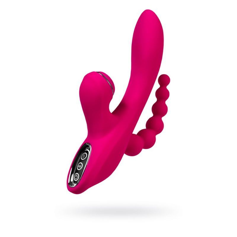 JOS Tripling Triple Stimulator with Anal Beads featuring 3 air pulse modes and 7 vibrating modes.