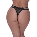 Peek-A-Boo Cheeky Panty Black showcasing a lace design with cross-strap details and a peek-a-boo cut-out.