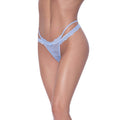 Cross Strap Split Thong Black featuring lace and elastic straps, showcasing its cheeky design and satin bow detail.
