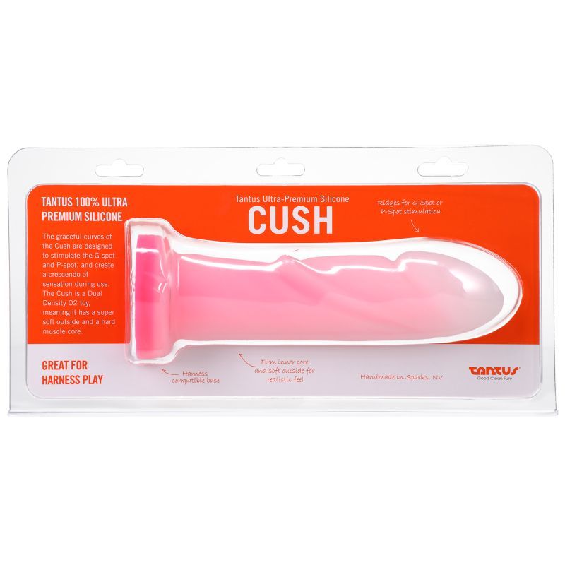 Cush Dual Density Dildo Rose Quartz made from 100% Ultra-Premium Silicone, designed for G-spot stimulation.
