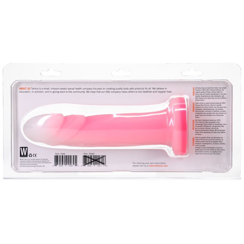 Flurry Dual Density Dildo Rose Quartz in packaging, showcasing an anatomically designed adult toy.