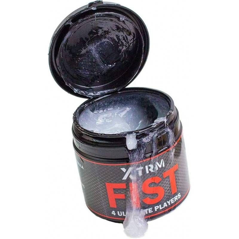 XTRM Fist Lube 500ml product in a jar with lid open, showcasing its smooth texture inside.