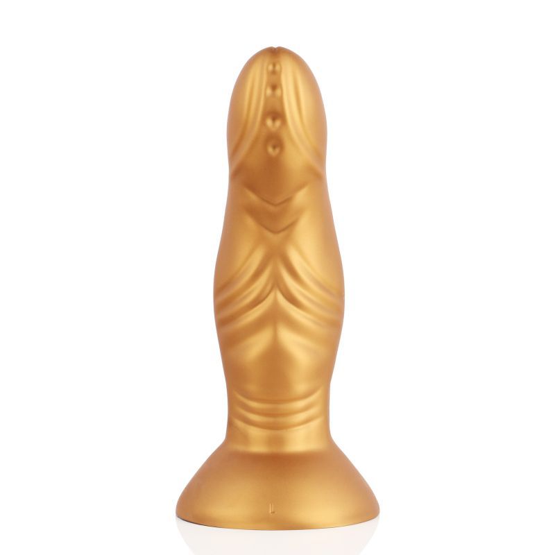 Pupa Liquid Silicone Dildo Small in gold color with a strong suction base, made of 100% medical grade liquid silicone.