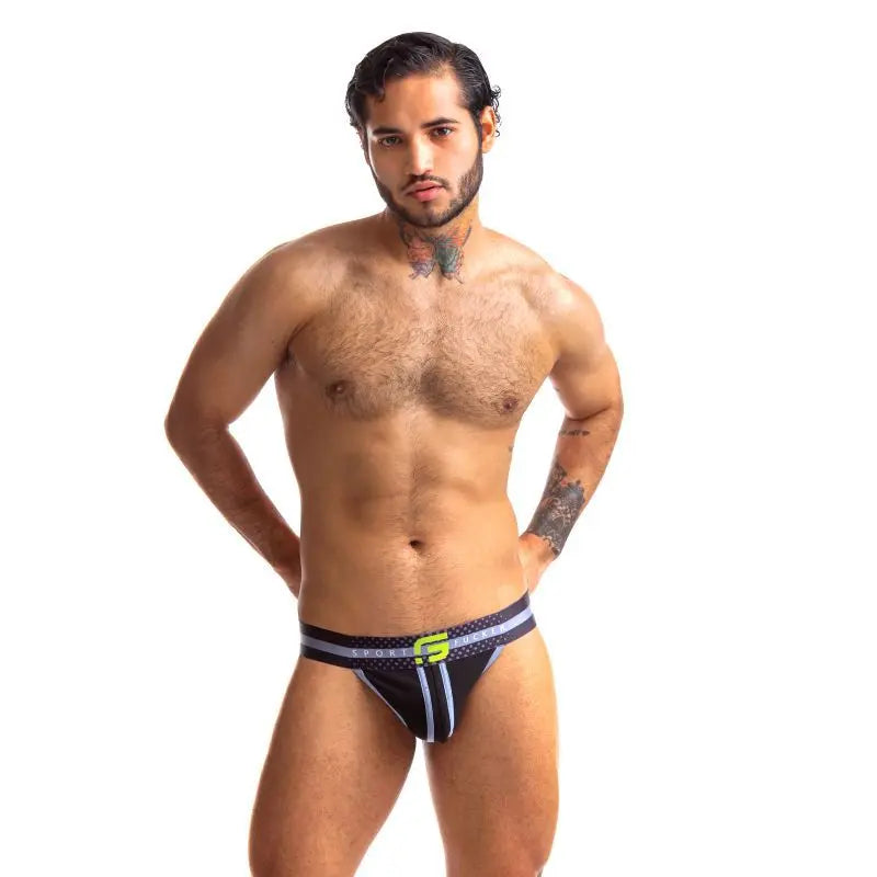 Jersey Jock Black/Black Sport Fucker Discreet Intimate Essentials.