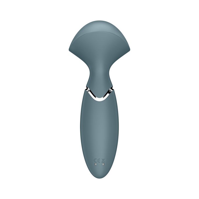 Portable silicone massager in stone grey, designed for sensual full-body massages on the go.