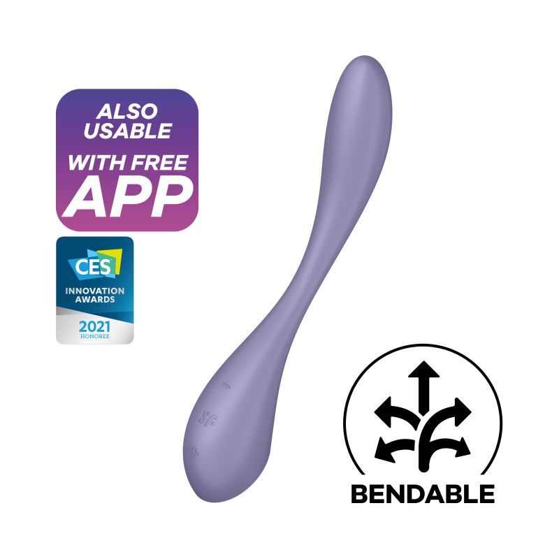 Satisfyer G-Spot Flex 5+ in lilac, a G-Spot vibrator with app control, featuring a bendable design.