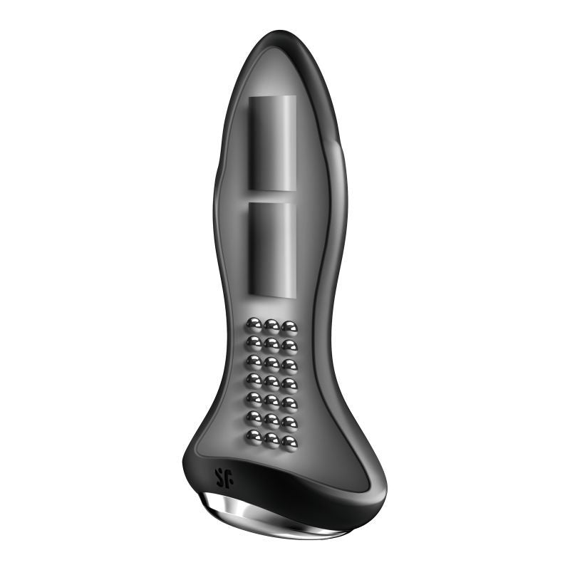 Satisfyer Rotator Plug 1+ Black, an app-controlled anal vibrator with internal beads for pleasurable stimulation.