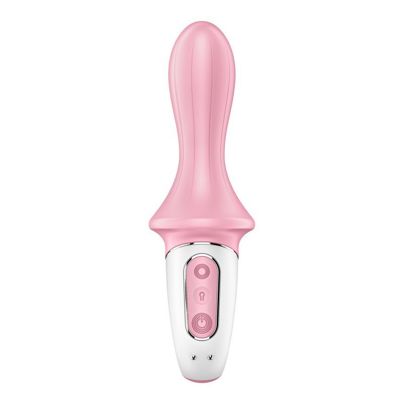 Satisfyer Air Pump Booty 5 vibrator in pink color with control buttons.