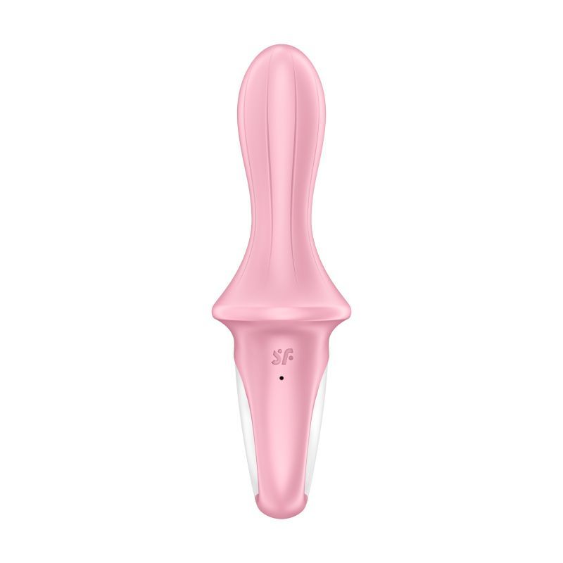 Satisfyer Air Pump Booty 5 vibrator in pink design showcasing its inflatable shaft and sleek shape.