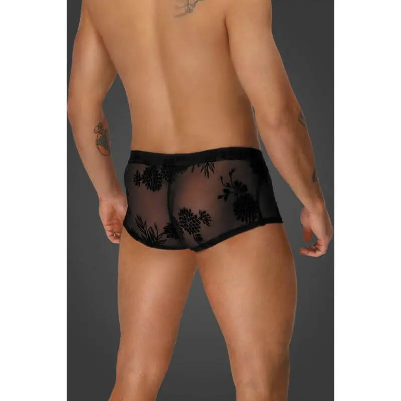 Flock Embroidery Short-Shorts Noir Discreet Intimate Essentials.