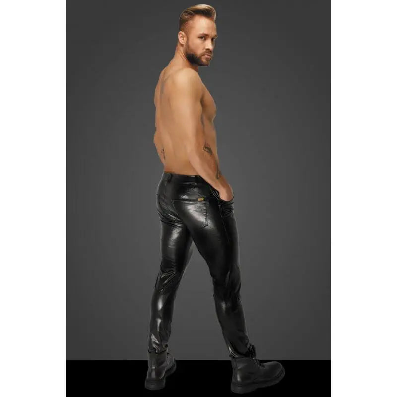 Snake Wetlook Long Pants with Back Pockets Noir Discreet Intimate Essentials.