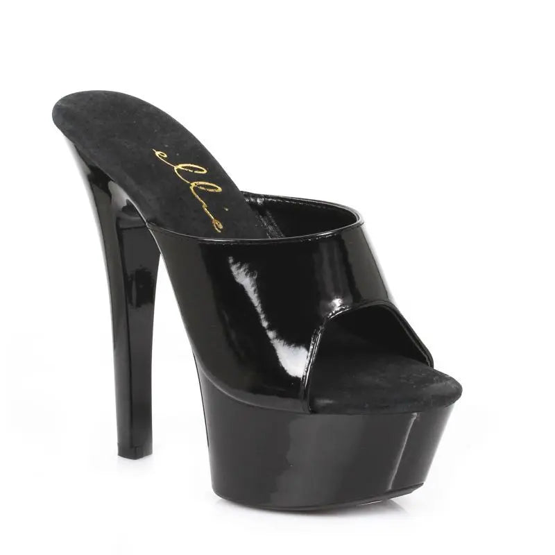 Slip On Sandal Black 6in Ellie Shoes Discreet Intimate Essentials.