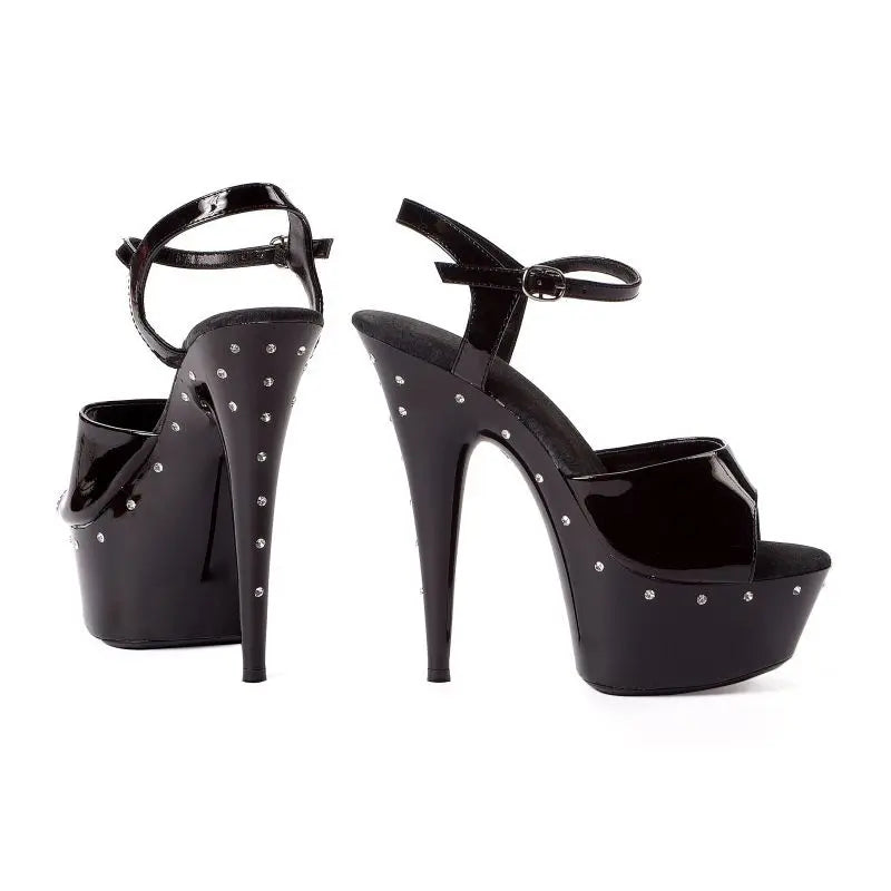 Rhinestone Platform Black 6in Ellie Shoes Discreet Intimate Essentials.