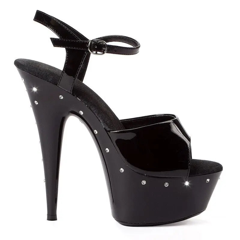 Rhinestone Platform Black 6in Ellie Shoes Discreet Intimate Essentials.
