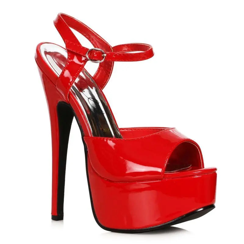Stiletto Sandal Red 6.5in Ellie Shoes Discreet Intimate Essentials.
