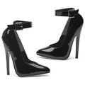 Fetish Pump w Ankle Strap Black 6in Ellie Shoes Discreet Intimate Essentials.