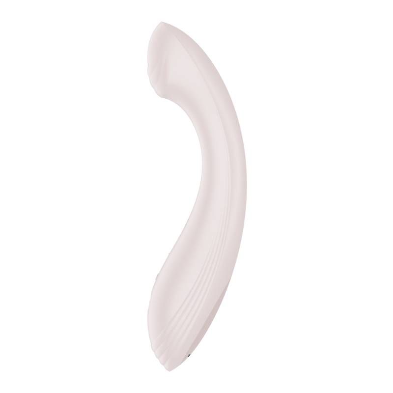 Satisfyer G-Force beige G-Spot vibrator with multiple modes for pleasure and intimacy, ribbed structure, and powerful motor.