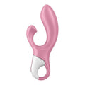 Satisfyer Air Pump Bunny 2 vibrator in pink with an inflatable shaft and dual vibration controls.
