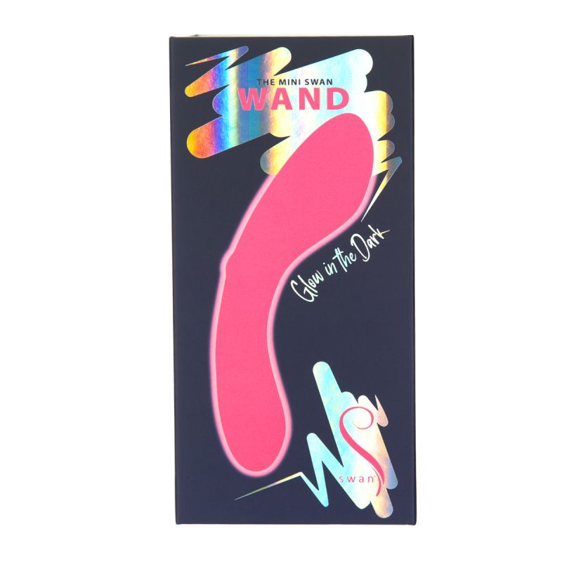 Mini Swan Wand Pink packaging featuring a glowing pink wand design and vibrant holographic accents.