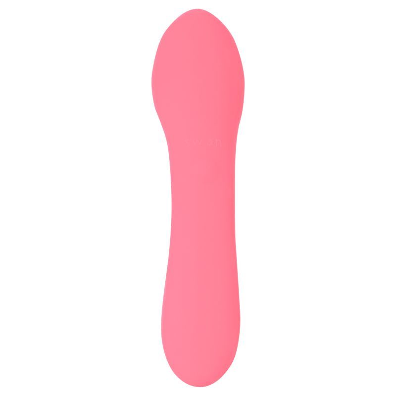 Mini Swan Wand Pink in a smooth, sleek design featuring vibrant glow pink silicone finish.