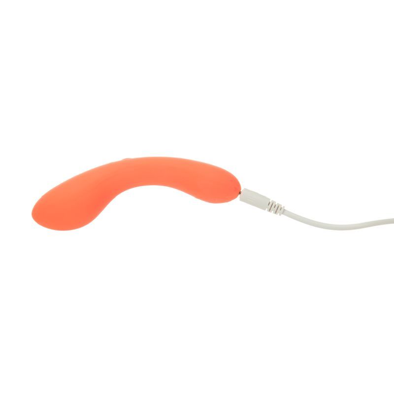 Mini Swan Wand vibrator in vibrant orange, USB rechargeable, waterproof, made of premium silicone for ultimate pleasure.