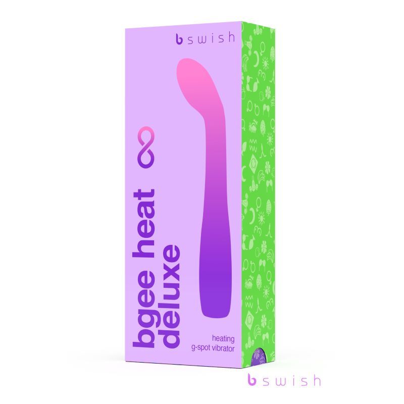 Bgee Heat Infinite Deluxe Sweet Lavender packaging for heated silicone vibrator with vibrant colors and design.