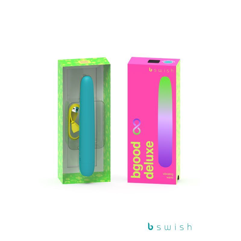 Bgood Infinite Deluxe Sea Foam silicone vibrating pleasure toy in colorful packaging.