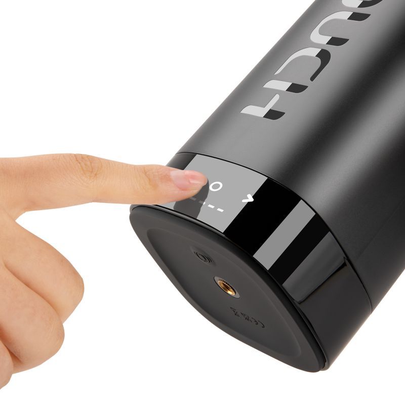 User adjusting settings on the Inscup 3 Thrusting and Contraction Masturbator for enhanced pleasure experience.