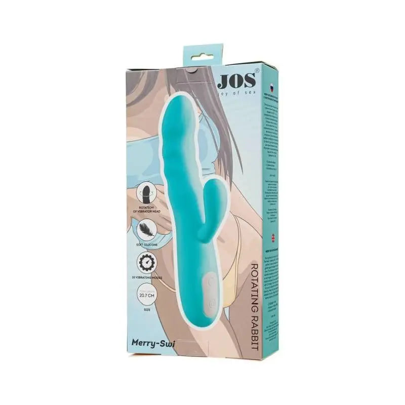 JOS Merry Swirl Rotating Shaft Rabbit Vibrator Blue JOS Discreet Intimate Essentials.