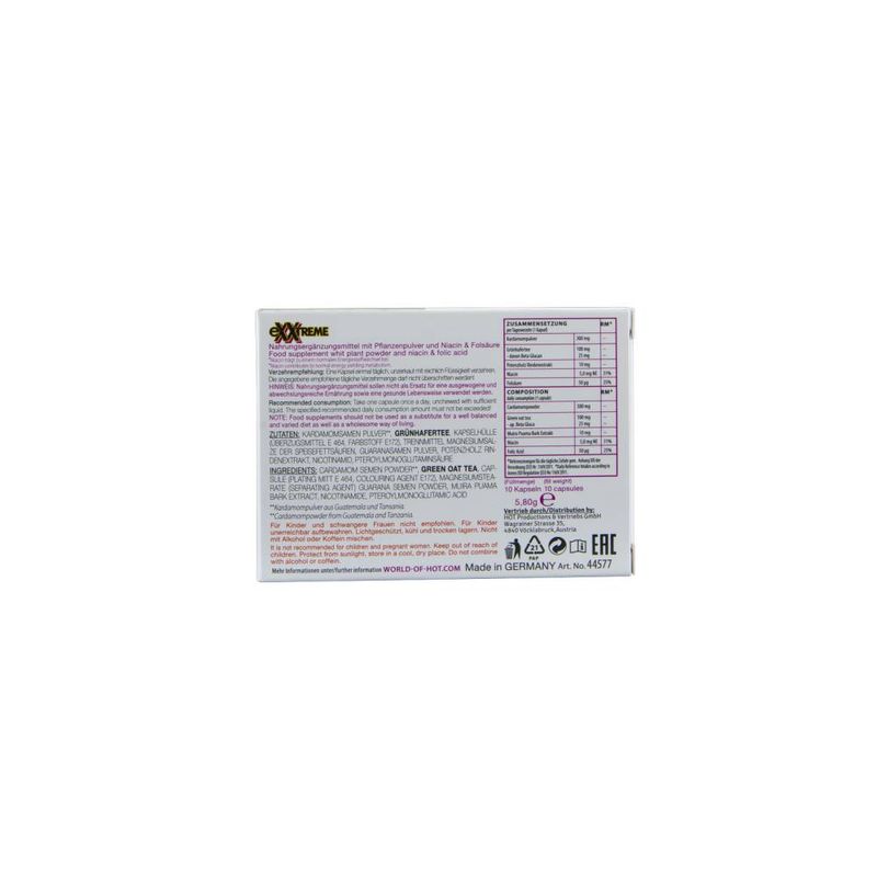Exxtreme Libido Pills Woman 10 Pc packaging back with nutritional info and ingredients for sexual enhancement.