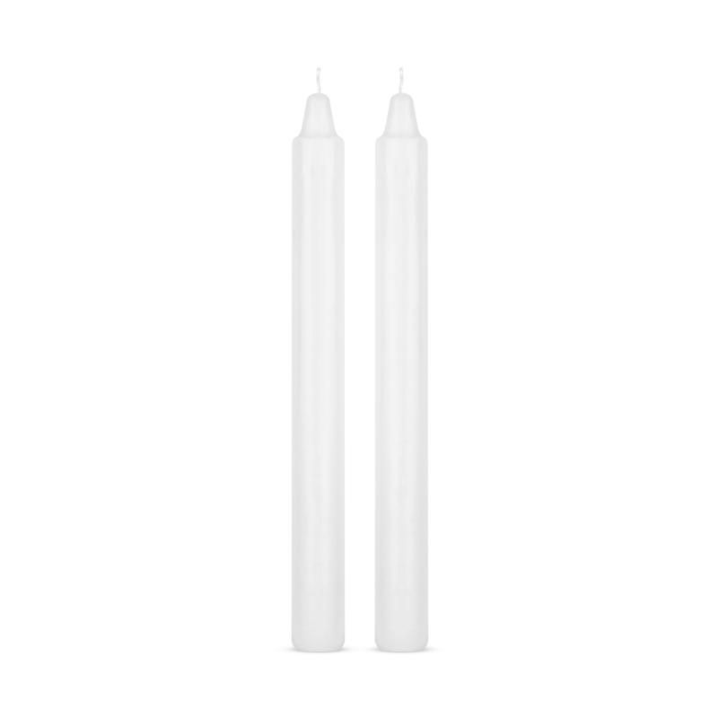 Two white candles for intimate settings, perfect for enhancing the Kinky Bondage Set 5 Pc Black experience.