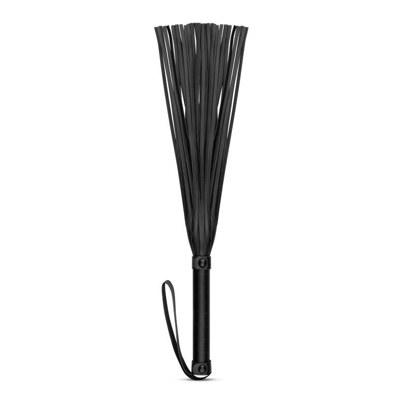 Faux Leather Flogger Black with comfortable grip and wrist loop, ideal for BDSM play and intimate essentials for her.