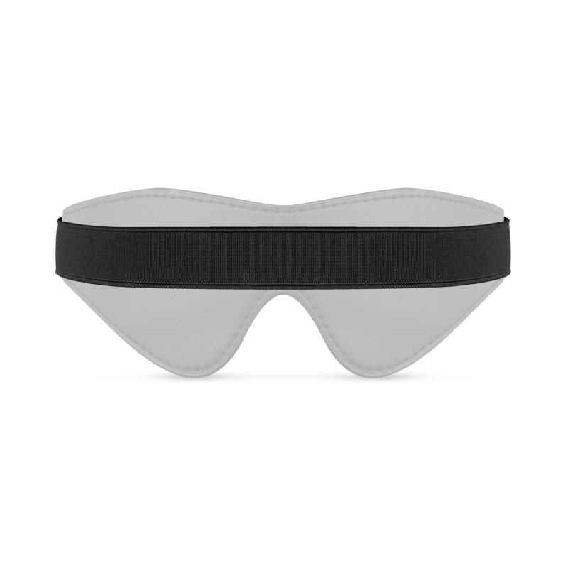 Faux Leather Blindfold Black with elastic band for comfortable wear, ideal for intimate essentials for her.