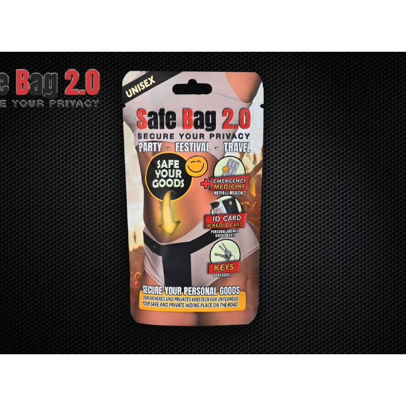 Safe Bag 2.0 Black Small packaging for secure storage of valuables during travel and events.