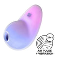 Satisfyer Pixie Dust vibrator showcasing a sleek, multi-layered silicone design with air pulse and vibration features.